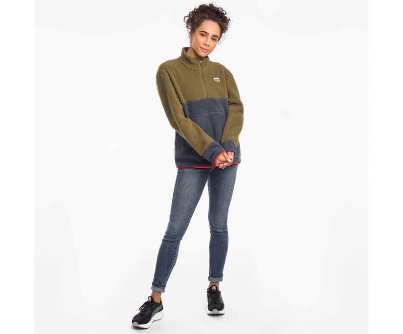 Saucony Fireside Fleece Anorak Women's Jackets Dark Olive | Canada 337NWYB